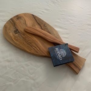 Crate&Barrel Olivewood Cheeseboard and Olivewood Spreader